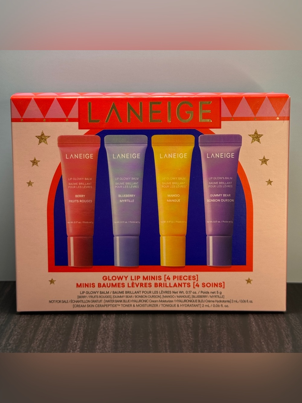 LANEIGE Glowy Lip Minis Lip Treatment Gift Set (4 Pieces) NIB